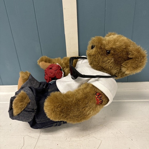 Vermont Teddy Bear Cool Guy Bear w/ Sunglasses, Jeans & LOVE TATTOO valentine's - Picture 4 of 9